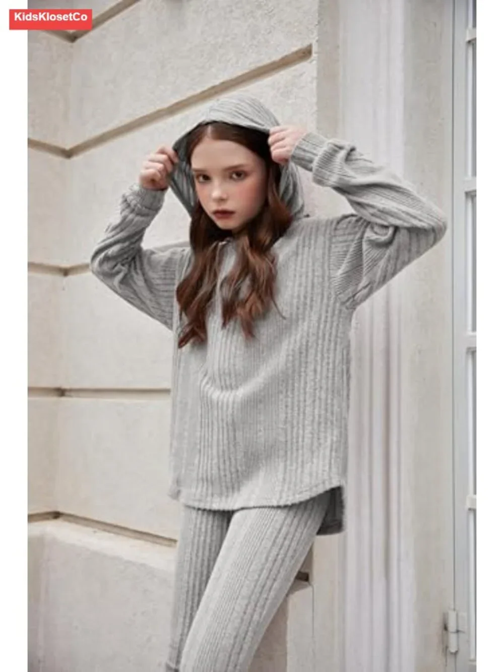 Girls 2-Piece Rib-Knit Sweatsuit Set Pullover & Sweatpants